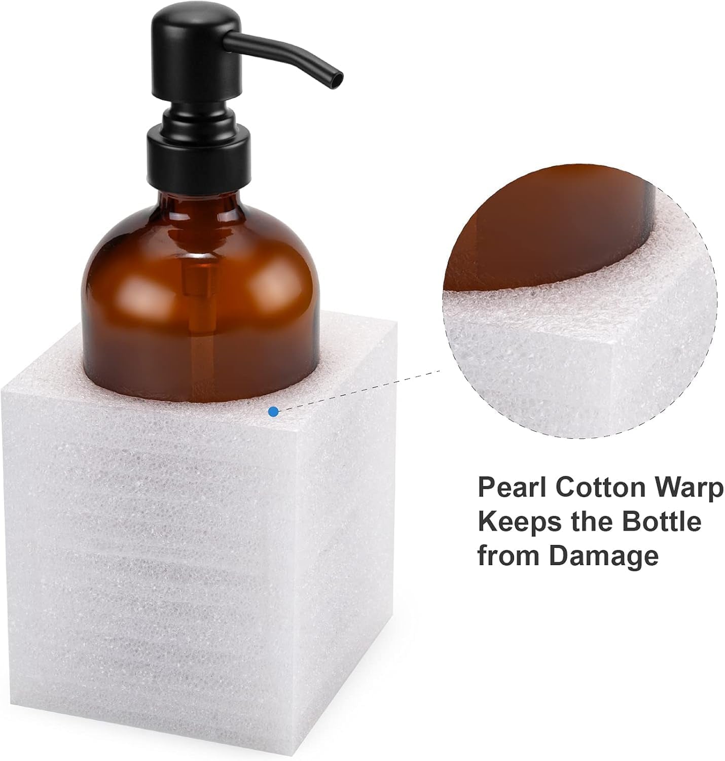 Amber Glass Soap Dispenser, 2 Pack Soap Dispenser Set with Stainless Steel Pump - 17 Oz