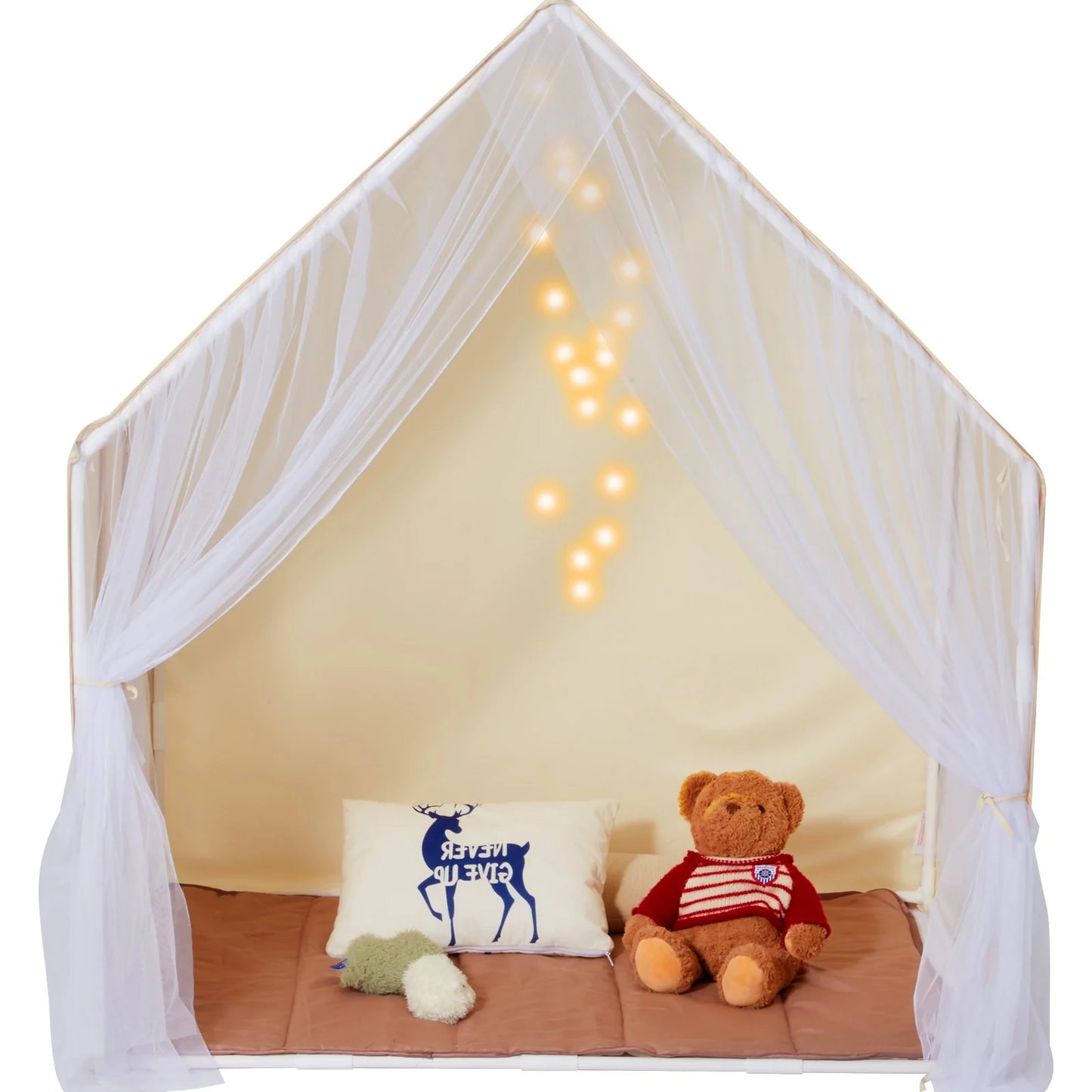 VEVOR Kids Play Tent - Cozy Indoor/Outdoor Yurt for Ages 1-5 with Mat and Lamp, Perfect for Boys and Girls, Beige