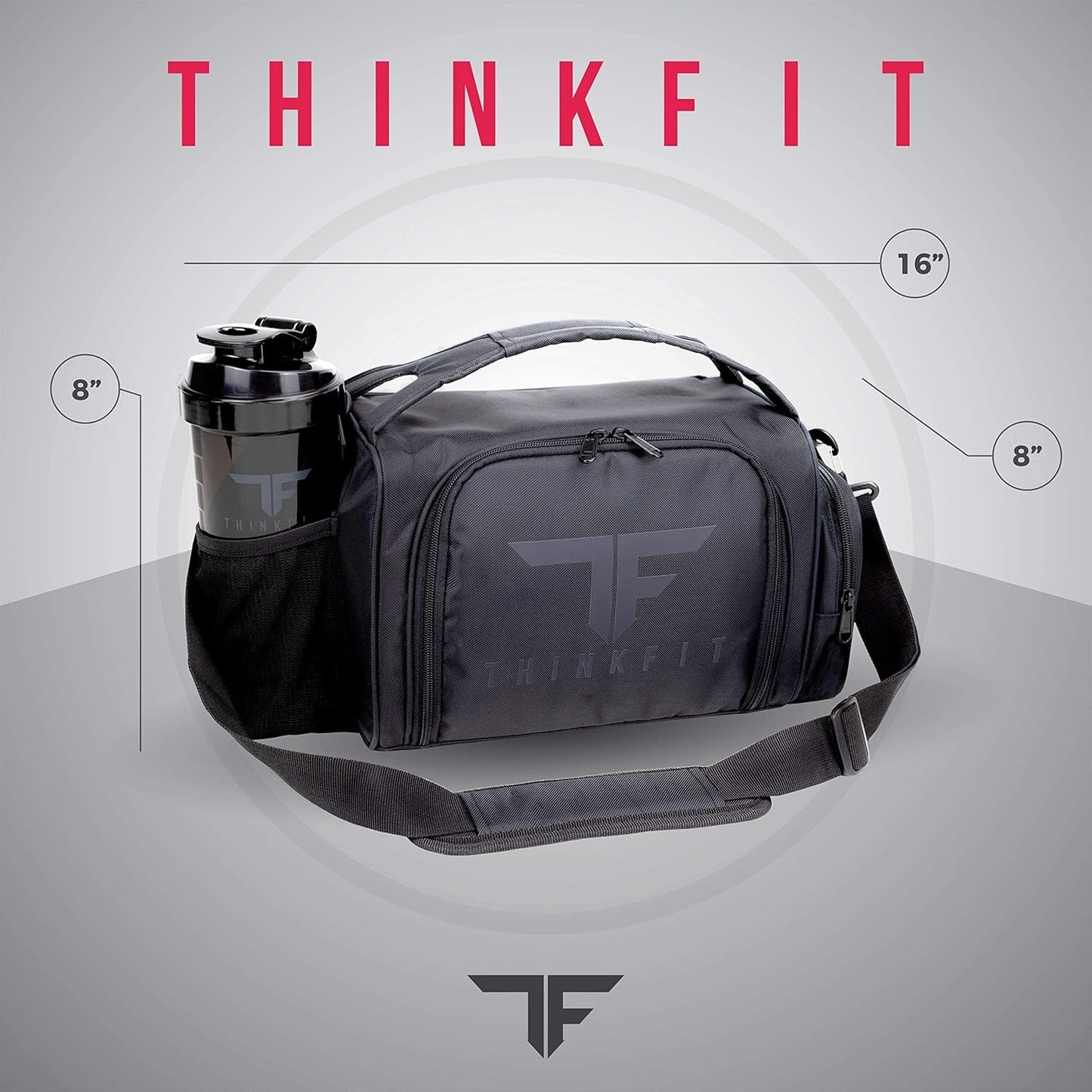 ThinkFit Insulated Meal Prep Lunch Box with 6 Food Portion Control Containers - BPA-Free, Reusable, Microwavable, Freezer Safe - with Shaker Cup, Pill Organizer, Shoulder Strap & Side Pocket (Purple)