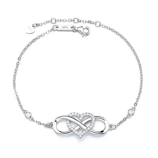 Eternal Love Heart Bracelet — Infinity and heart, Rhodium Plated