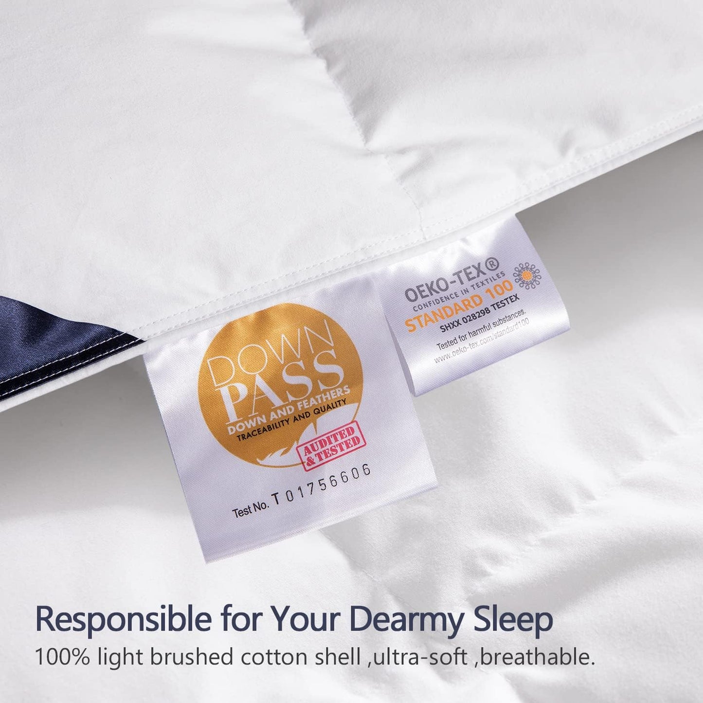 King Size down Comforter - All Season Duvet Insert with Medium Warmth, Soft and Noiseless Shell, 8 Corner Tabs, and Machine Washable - White