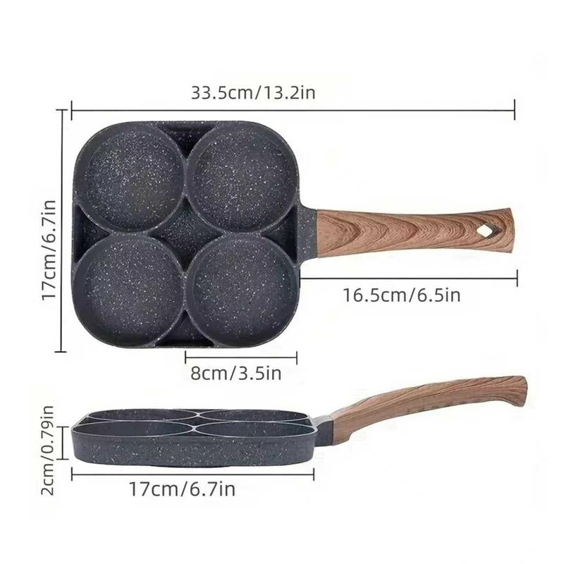 Granite-Style Non-Stick 4-Hole Star Egg Pan - Versatile Skillet for Perfect Breakfast Creations, Easy Clean & Ideal Gift!