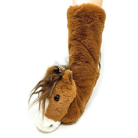 Horse Play Kids' Plush Animal Slipper Socks