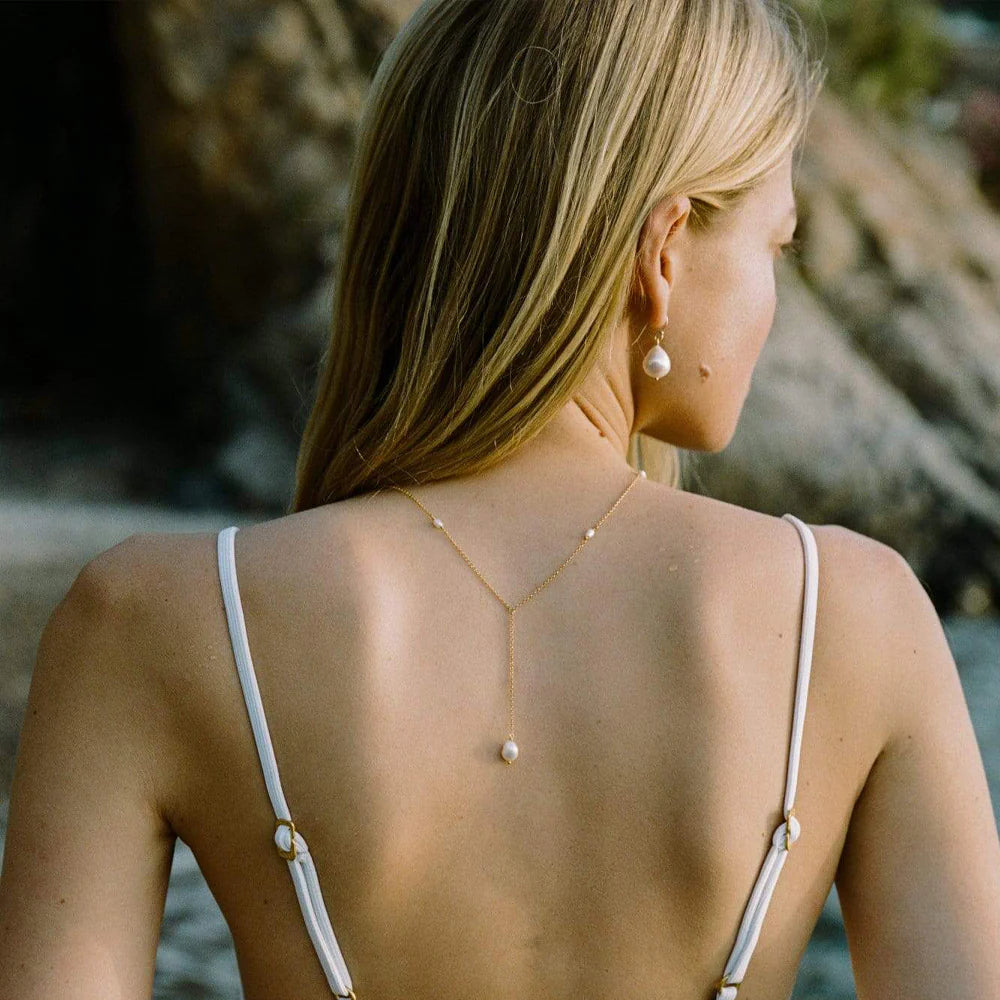 Dainty Freshwater Pearl Necklace – Delicate 18K Gold‑Plated Chain Jewelry