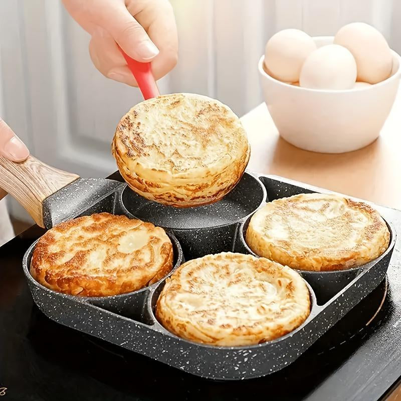 Granite-Style Non-Stick 4-Hole Star Egg Pan - Versatile Skillet for Perfect Breakfast Creations, Easy Clean & Ideal Gift!