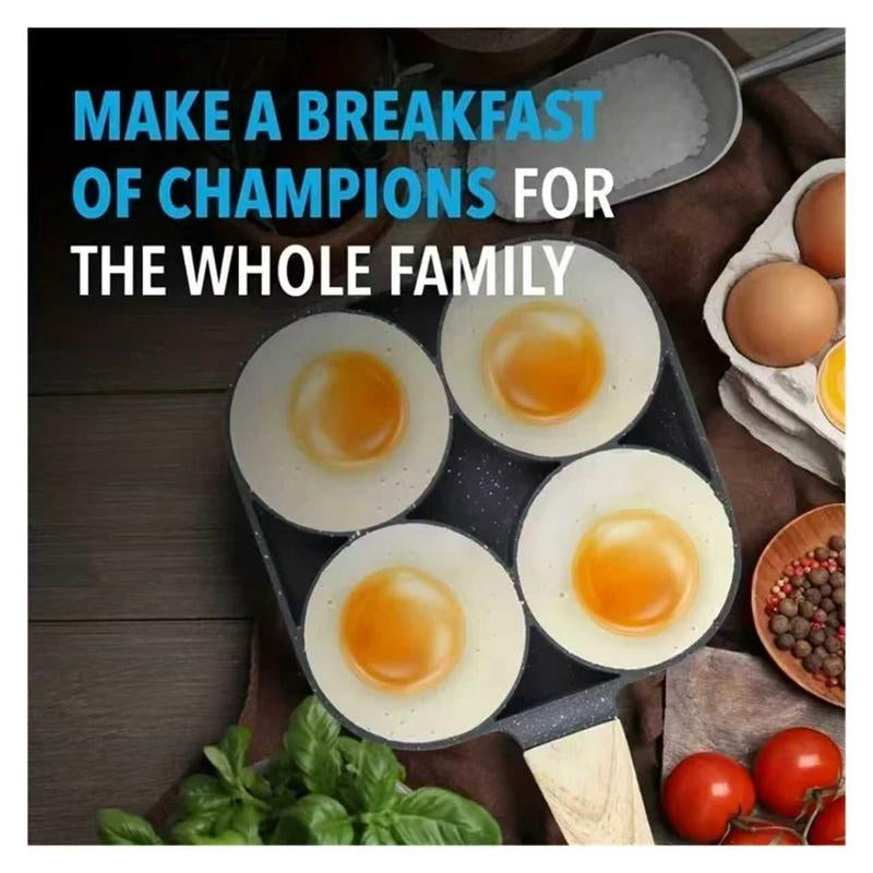 Granite-Style Non-Stick 4-Hole Star Egg Pan - Versatile Skillet for Perfect Breakfast Creations, Easy Clean & Ideal Gift!