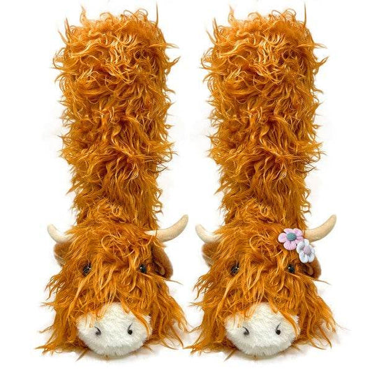 Cozy Kids' Highland Cattle Fun Plush Animal Slipper Socks – Cozy, Playful, and Gift‑Ready!