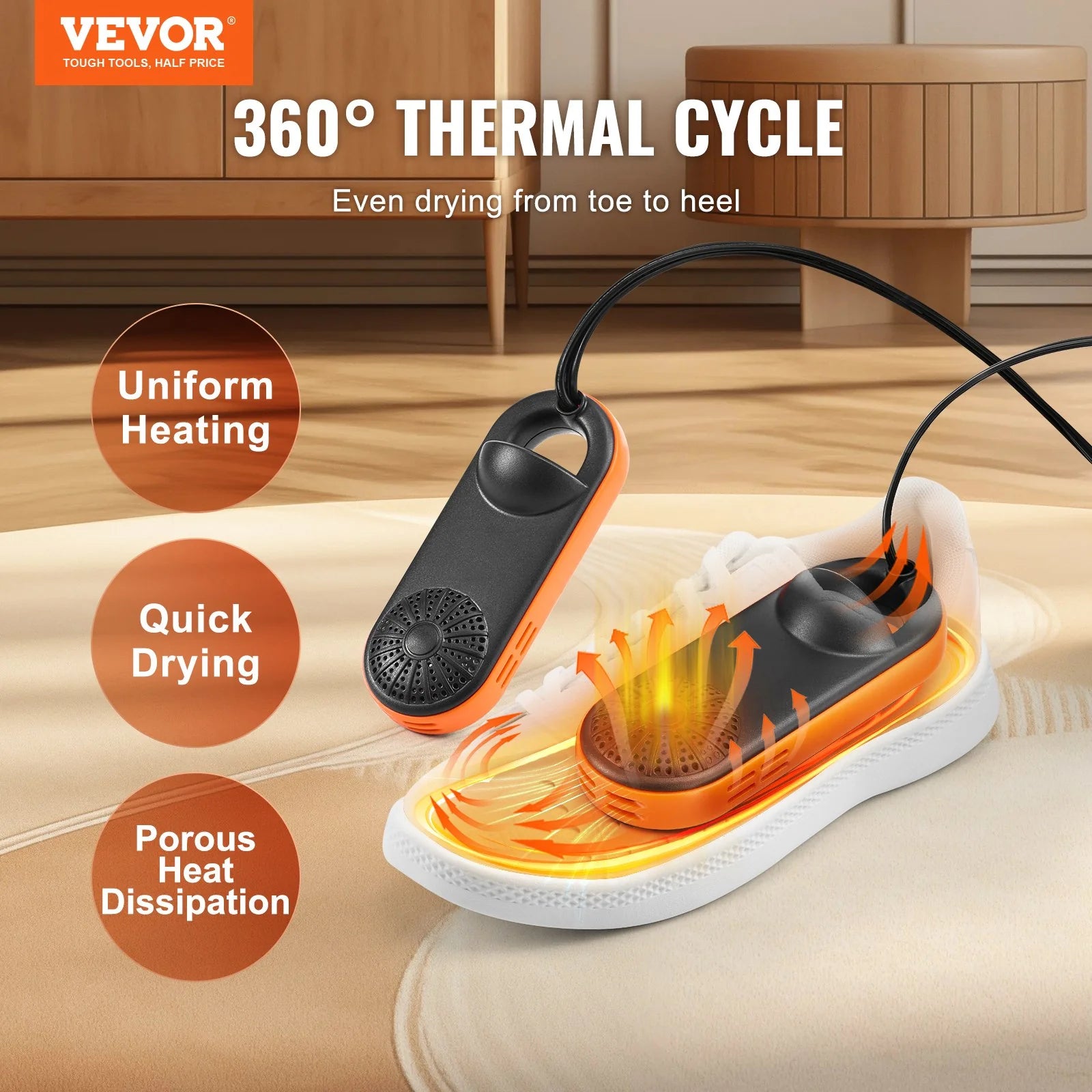 VEVOR Portable Travel Boot & Shoe Dryer with Auto Temperature Control – All-Season Footwear Dehumidifier