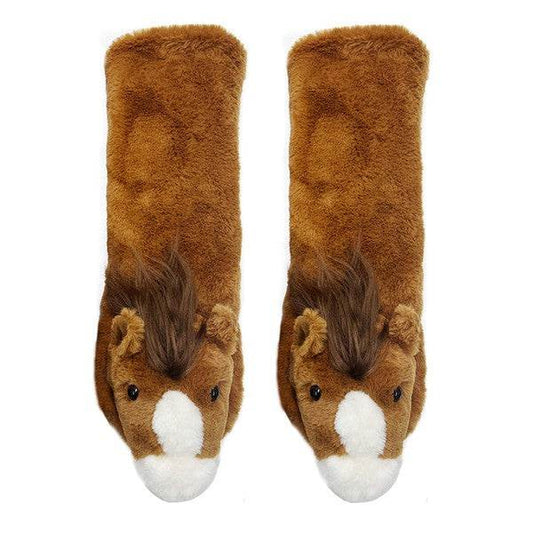 Horse Play Kids' Plush Animal Slipper Socks