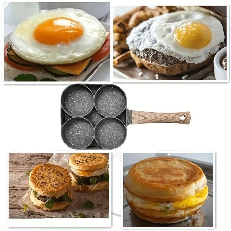 Granite-Style Non-Stick 4-Hole Star Egg Pan - Versatile Skillet for Perfect Breakfast Creations, Easy Clean & Ideal Gift!