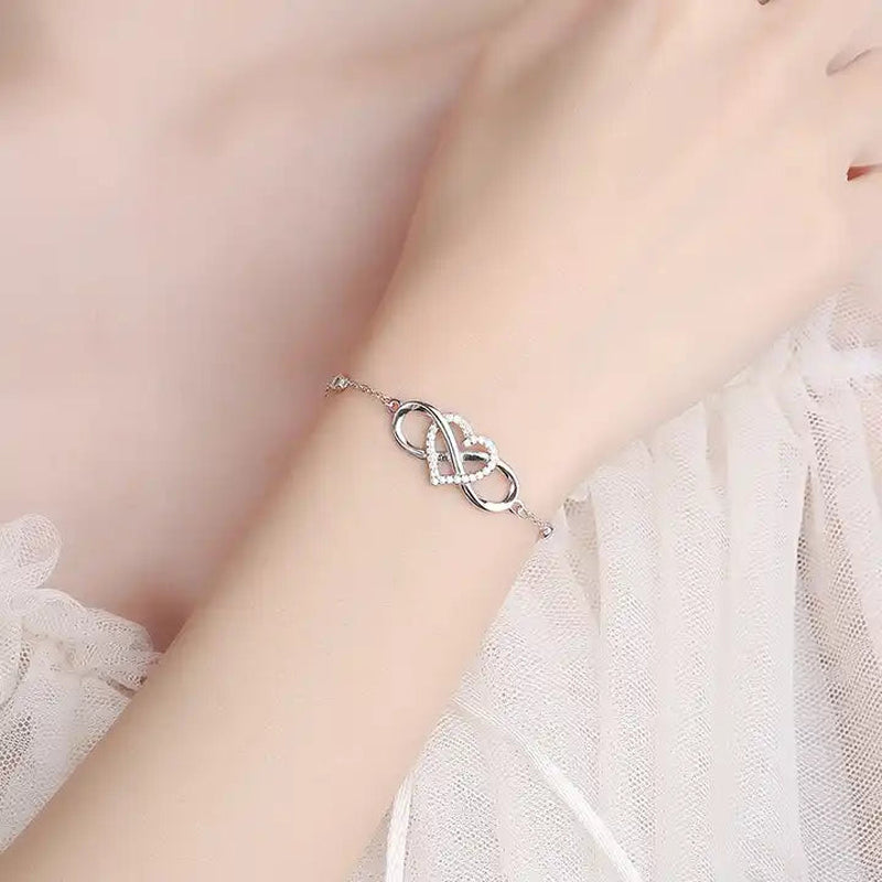 Eternal Love Heart Bracelet — Infinity and heart, Rhodium Plated