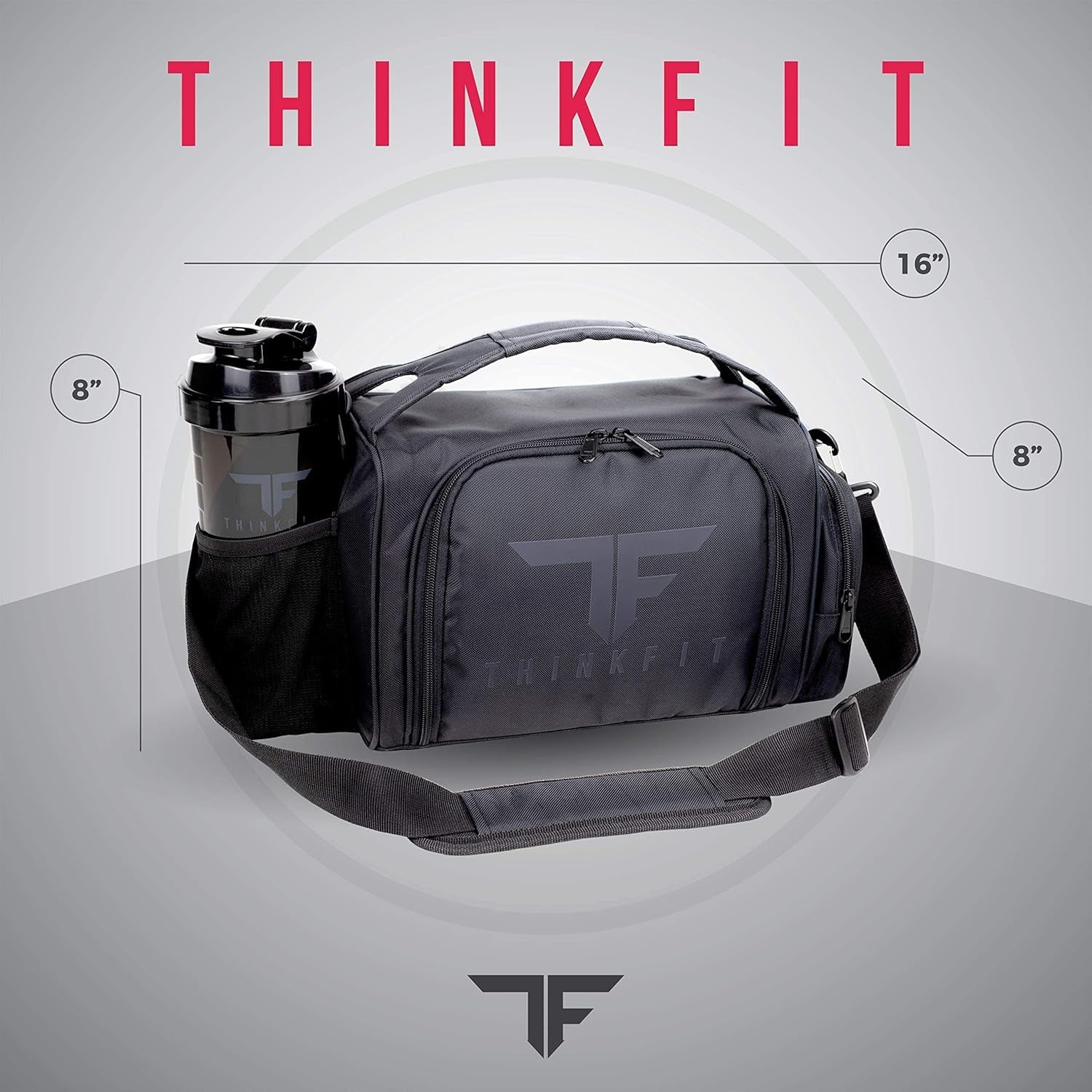 ThinkFit Insulated Meal Prep Lunch Box with 6 Food Portion Control Containers - BPA-Free, Reusable, Microwavable, Freezer Safe - with Shaker Cup, Pill Organizer, Shoulder Strap & Side Pocket (Purple)