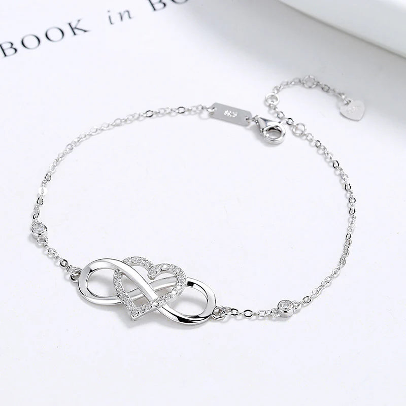 Eternal Love Heart Bracelet — Infinity and heart, Rhodium Plated