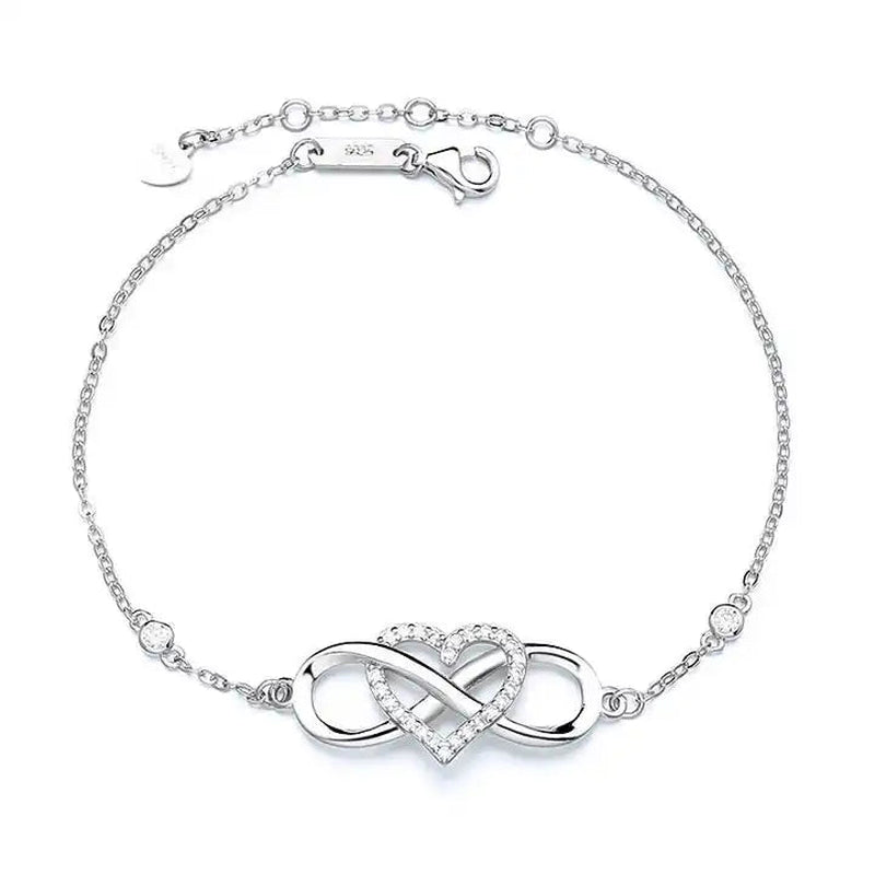 Eternal Love Heart Bracelet — Infinity and heart, Rhodium Plated