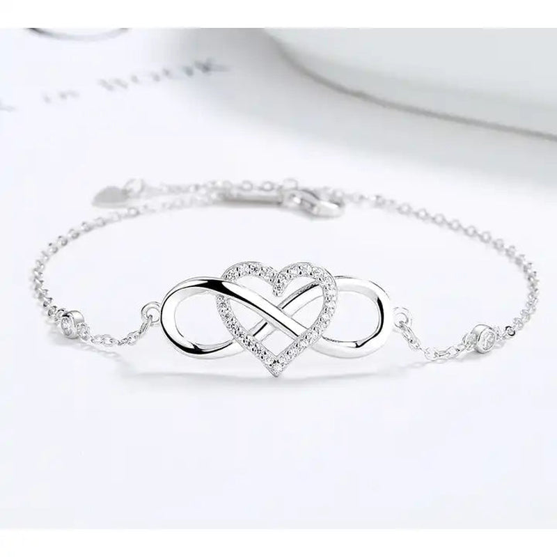 Eternal Love Heart Bracelet — Infinity and heart, Rhodium Plated