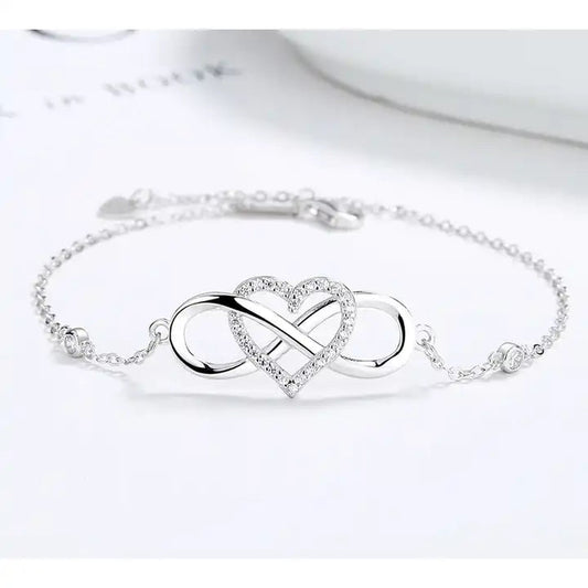 Eternal Love Heart Bracelet — Infinity and heart, Rhodium Plated