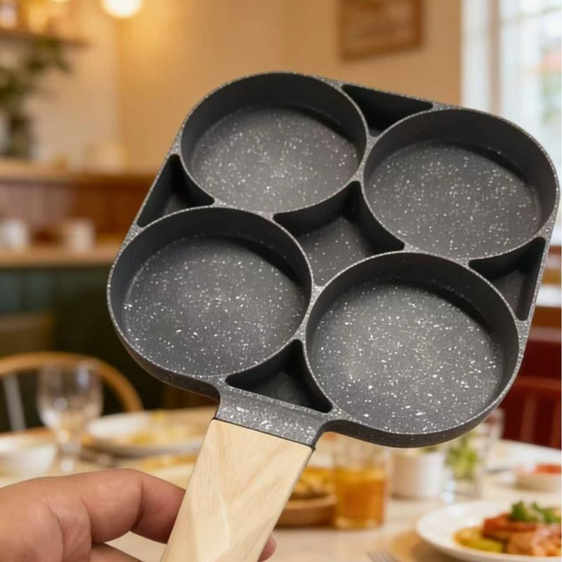Granite-Style Non-Stick 4-Hole Star Egg Pan - Versatile Skillet for Perfect Breakfast Creations, Easy Clean & Ideal Gift!