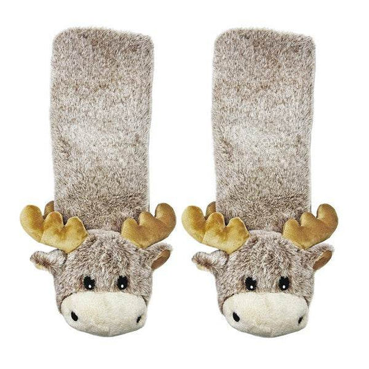 Moose Kids' Plush Animal Slipper Socks