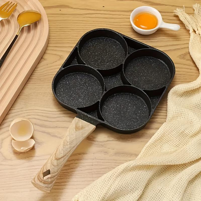 Granite-Style Non-Stick 4-Hole Star Egg Pan - Versatile Skillet for Perfect Breakfast Creations, Easy Clean & Ideal Gift!
