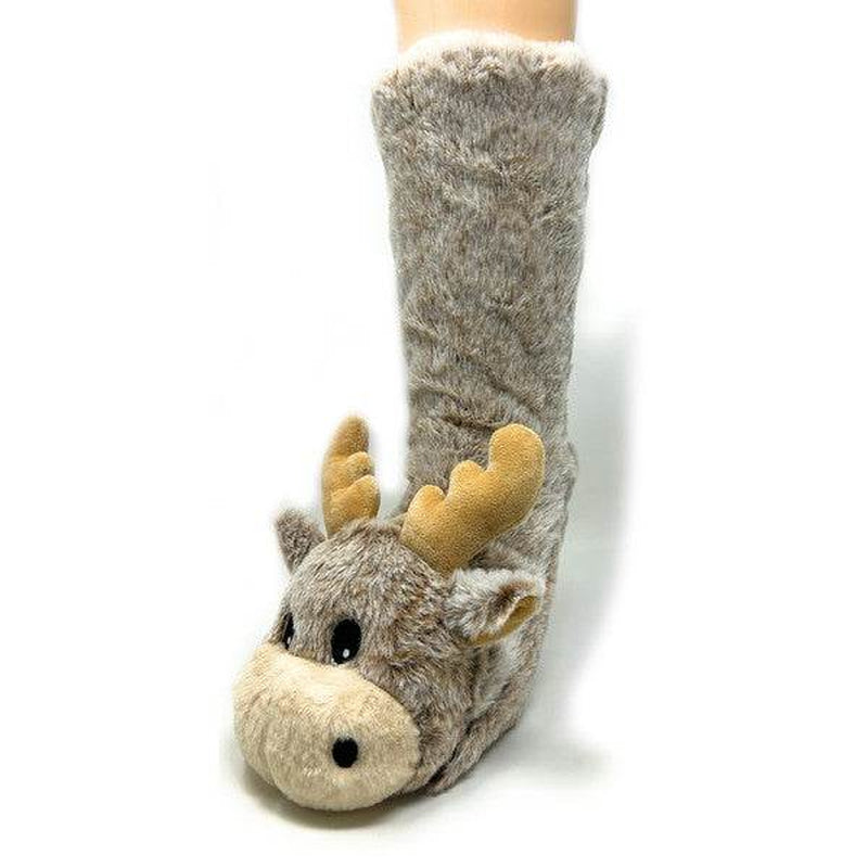 Moose Kids' Plush Animal Slipper Socks
