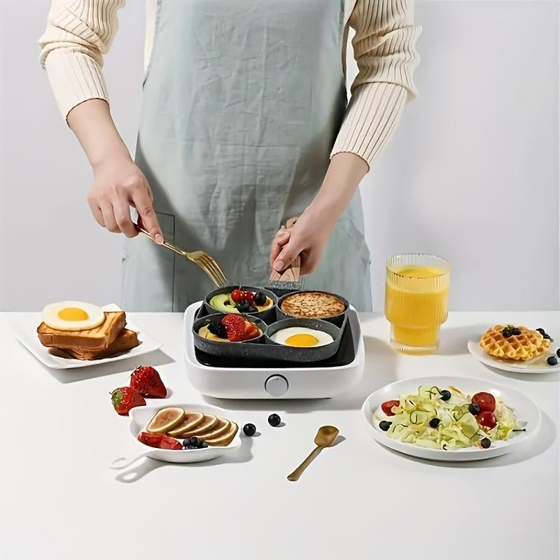 Granite-Style Non-Stick 4-Hole Star Egg Pan - Versatile Skillet for Perfect Breakfast Creations, Easy Clean & Ideal Gift!